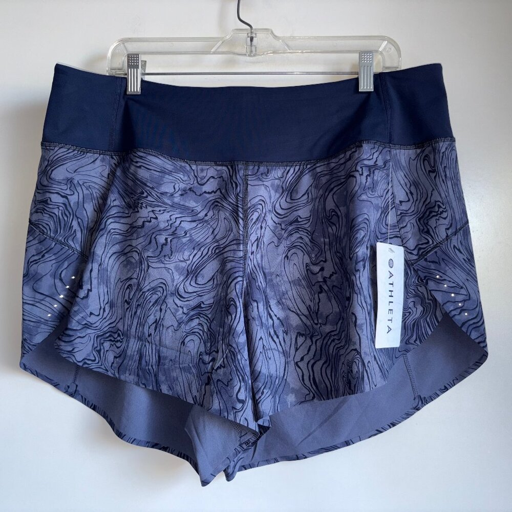 NWT Athleta Run With It 3.5" Shorts Size 1X Blue Print